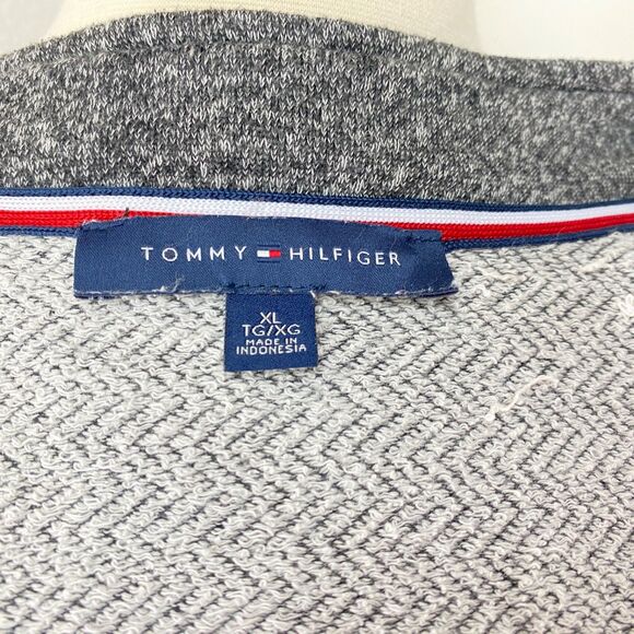 Y2K Tommy Hilfiger Heather Gray Military Knit Jacket XL Open Steampunk Goth Punk - Picture 9 of 12